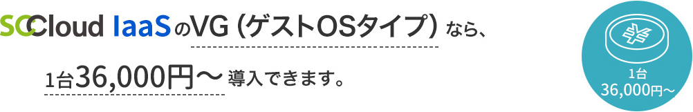 SCCloud IaaS の VG（ゲストOSタイプ）なら、1台24,000円～導入できます。