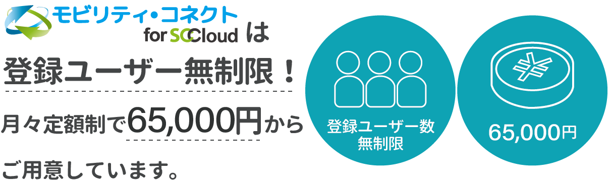 モビリティ・コネクト for SCCloud は登録ユーザー数無制限！
