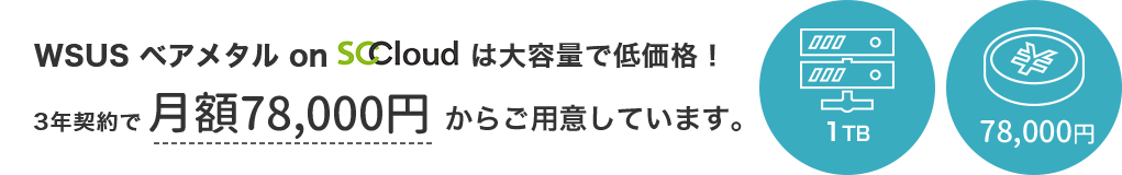 WSUS ベアメタル on SCCloudは大容量で低価格！