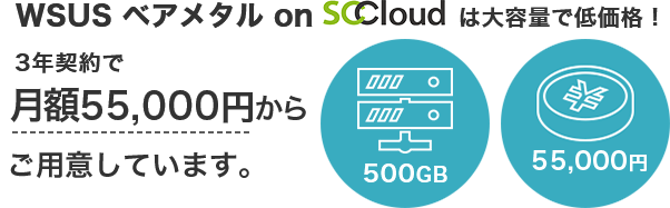 WSUS ベアメタル on SCCloudは大容量で低価格！